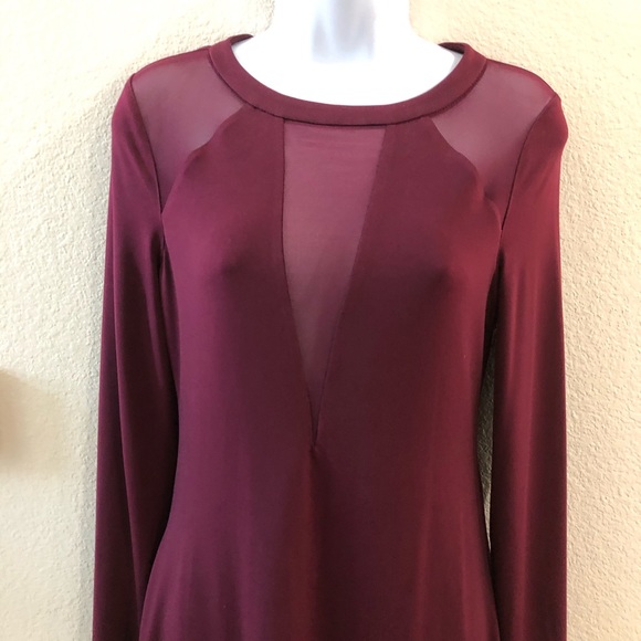 Express burgundy mesh top detail dress - Picture 3 of 4